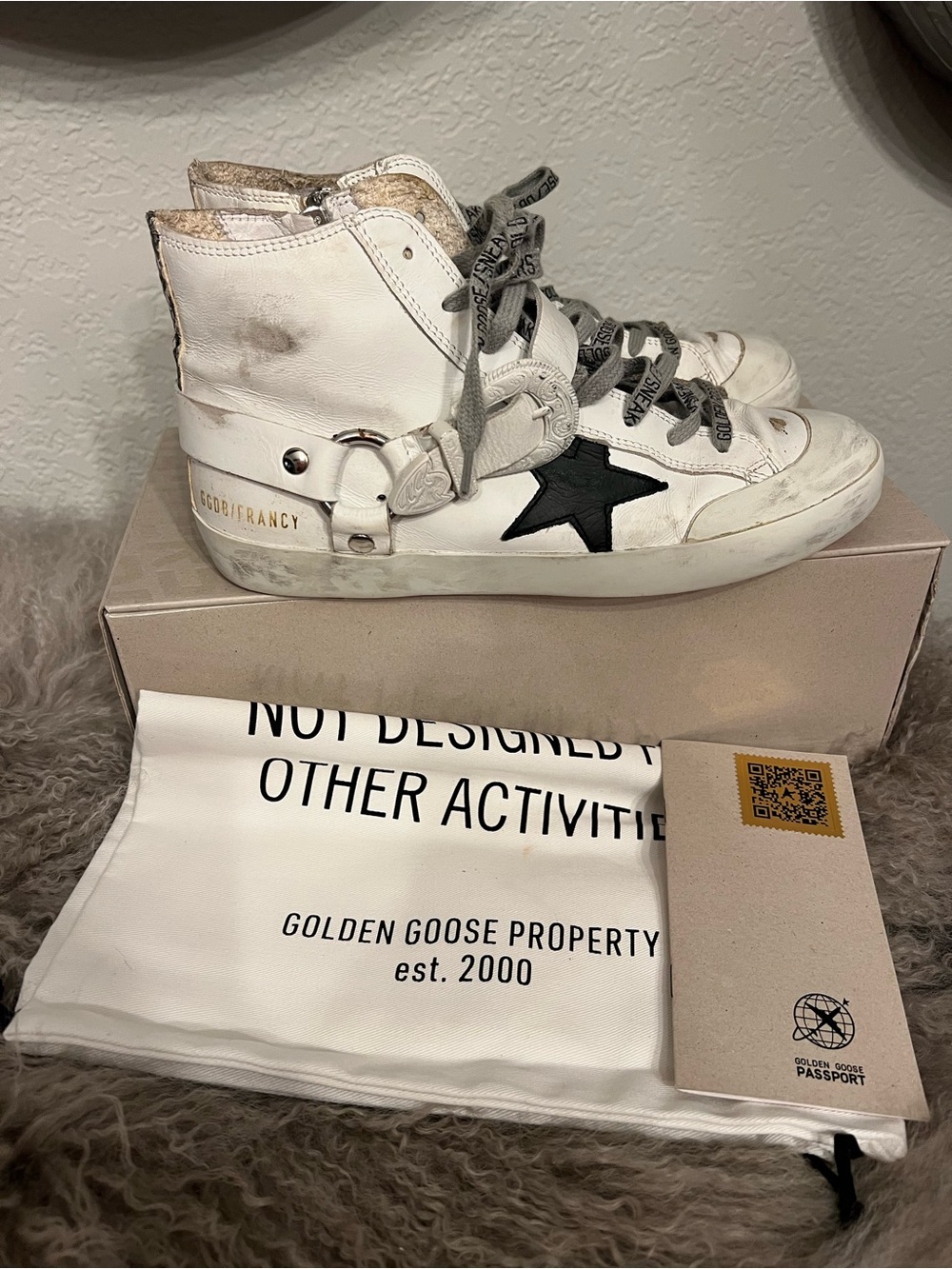 Golden Goose Women's Fancy Texas Buckle High Top Sneakers